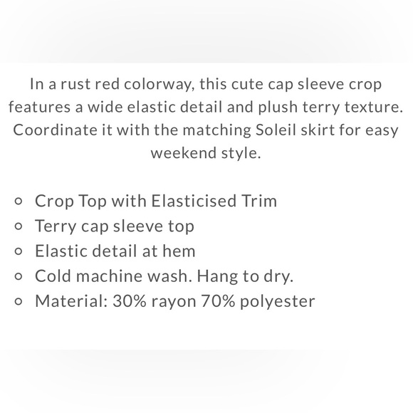 Anthropology Charlie Holiday Rust Soleil Terrycloth Crop Top M - Picture 8 of 8